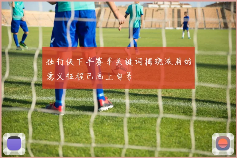 独行侠下半赛季关键词揭晓浓眉的意义征程已画上句号